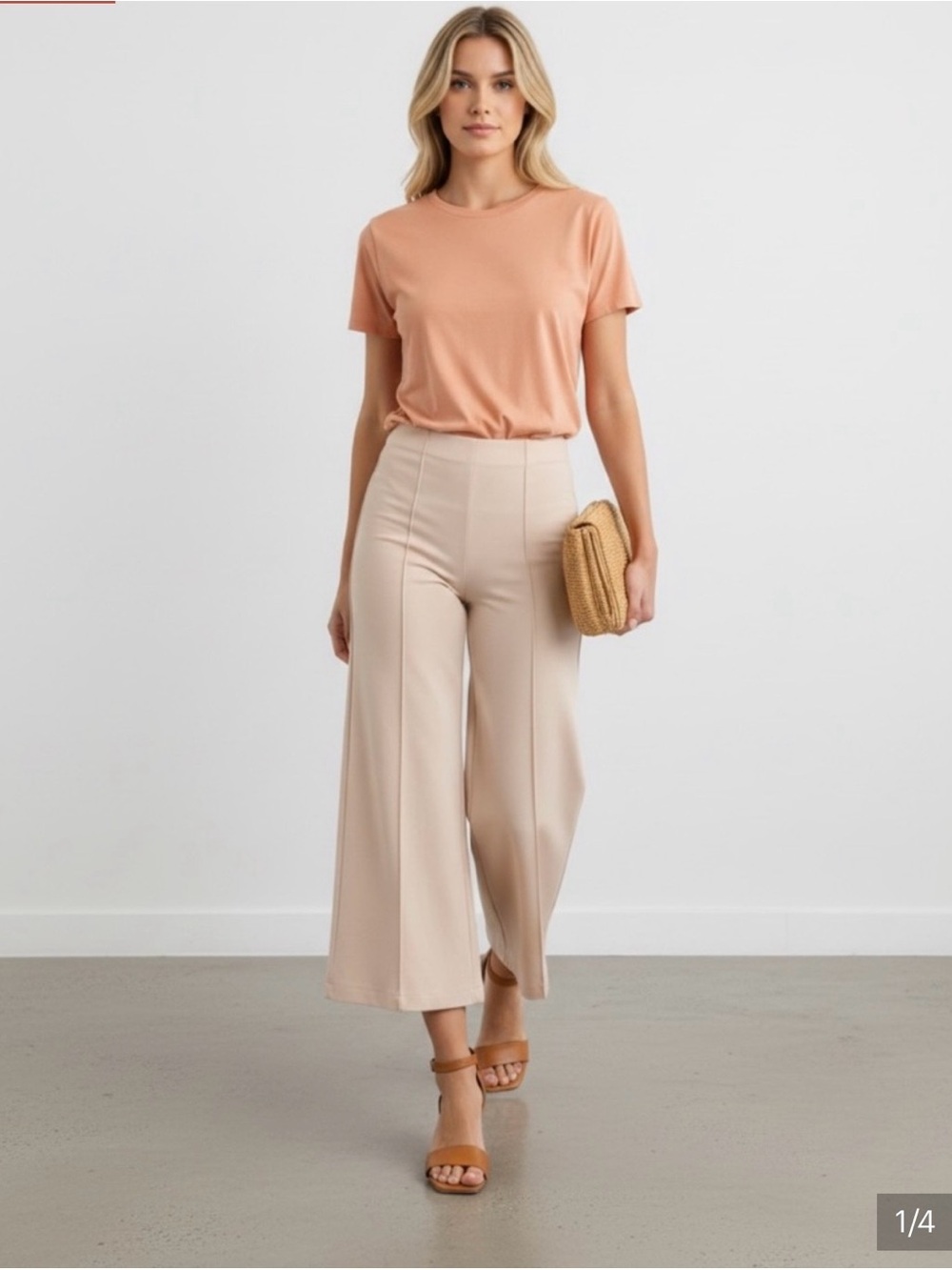 Zenana Outfitters Wide Leg Ponte Pants in Oat Milk